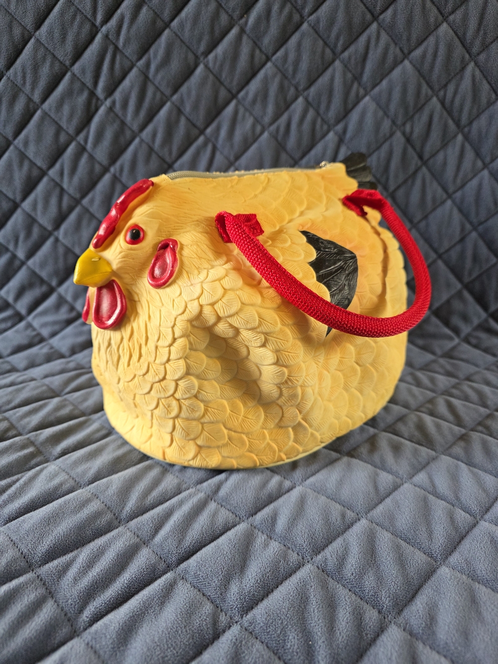 Rubber Chicken Purse with Red Handles